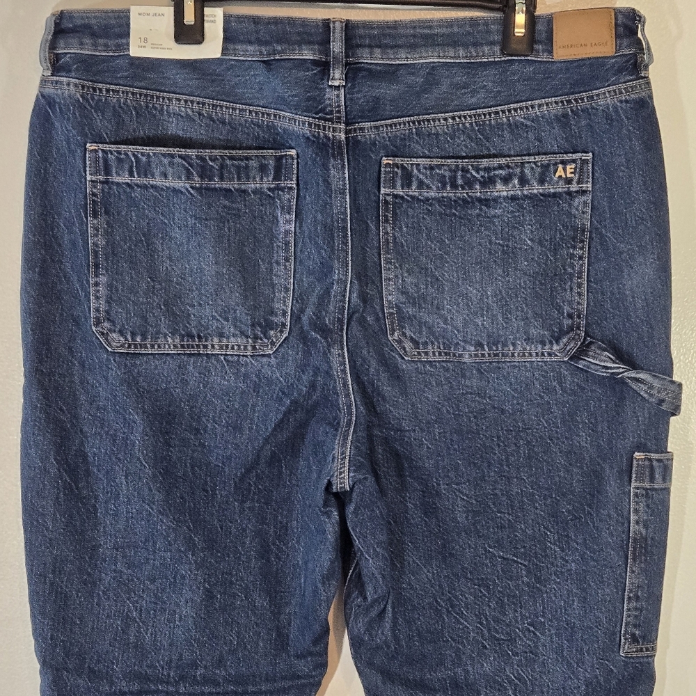 American Eagle Mom Blue Utility Denim Jeans 18 - Picture 7 of 13
